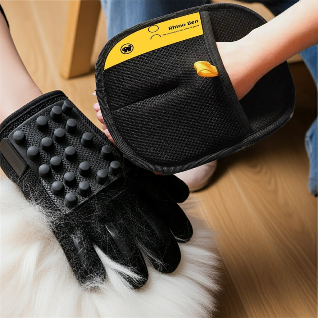 Pet Grooming Gloves – Hair Remover Brush for Dogs & Cats