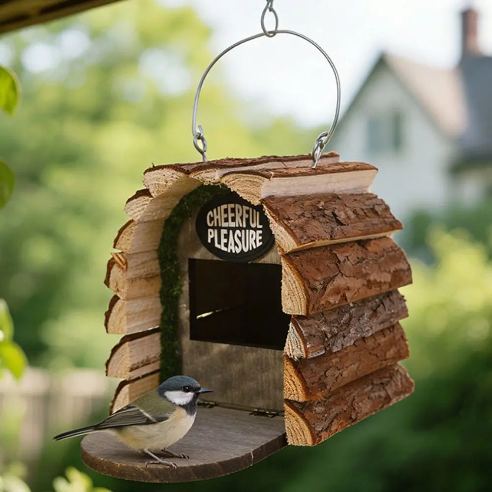 Durable Wooden Bird House for Outdoors – Rustic Hanging Bird Feeder & Nesting Box for Wild Birds