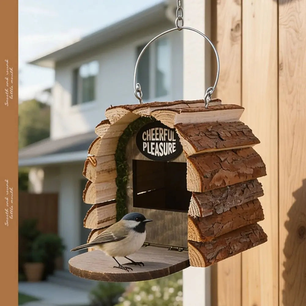 Durable Wooden Bird House for Outdoors – Rustic Hanging Bird Feeder & Nesting Box for Wild Birds