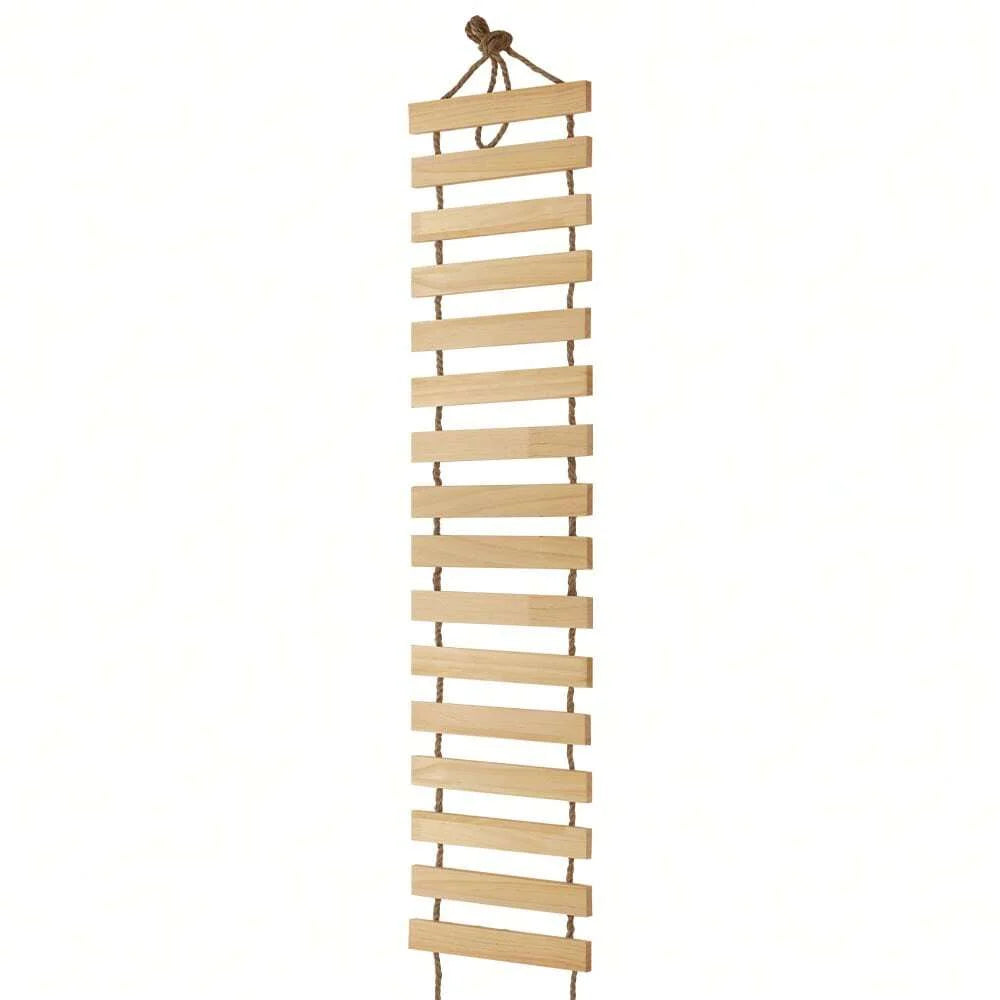Natural Wood Cat Climbing Ladder Bridge – Wall Mounted Cat Tree Furniture for Playful Kittens & Indoor Cats