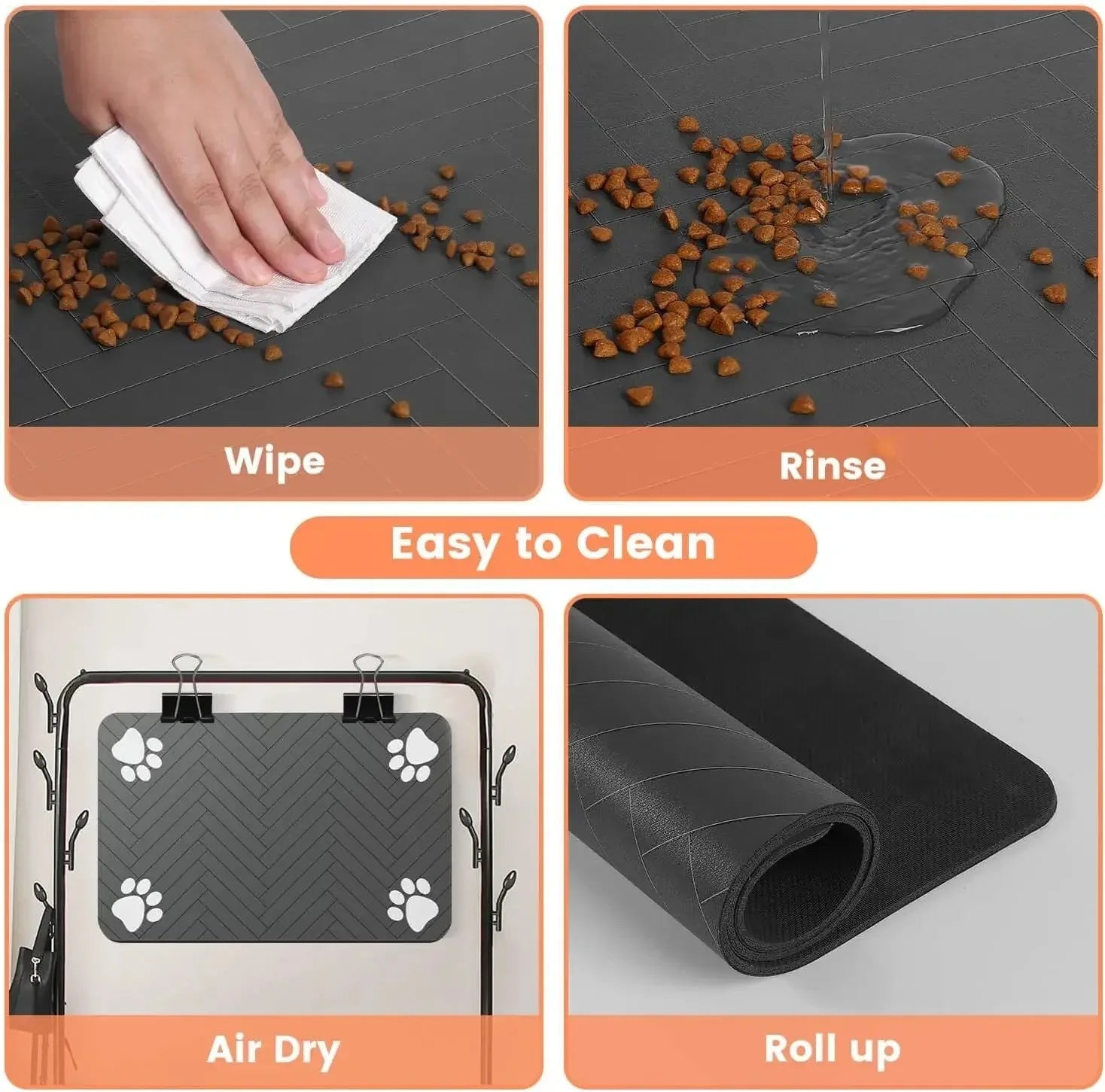 Quick-Dry Waterproof Pet Feeding Mat for Dogs & Cats