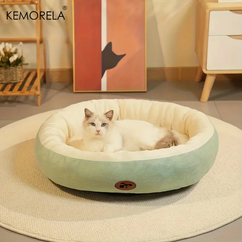Soft Plush Oval Dog & Cat Bed – Washable All-Season Pet Cushion for Small to Large Breeds