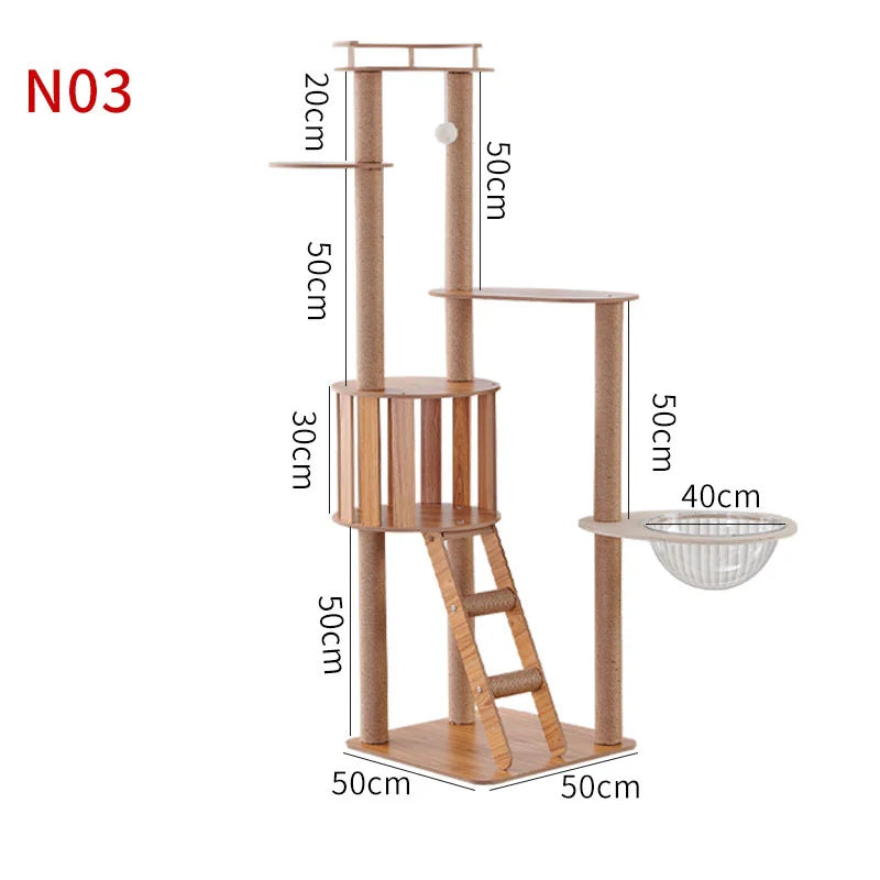Multi-Level Cat Condo Tree for Large Cats – Plush Cat Tower with Hammock, Scratching Posts, Toys & Cat House Furniture