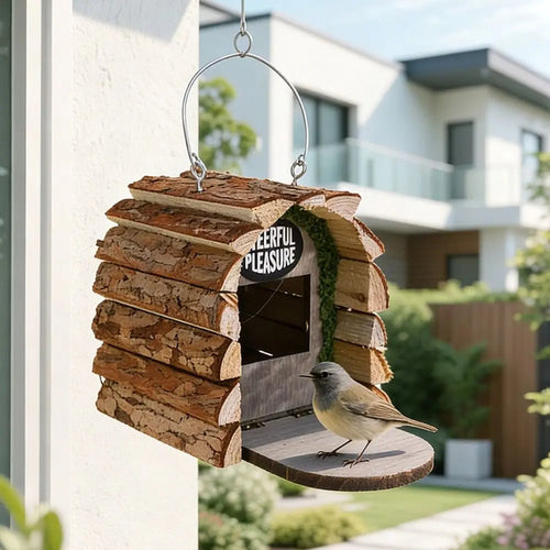 Durable Wooden Bird House for Outdoors – Rustic Hanging Bird Feeder & Nesting Box for Wild Birds