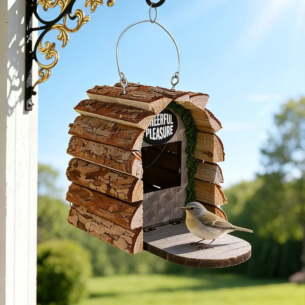 Durable Wooden Bird House for Outdoors – Rustic Hanging Bird Feeder & Nesting Box for Wild Birds