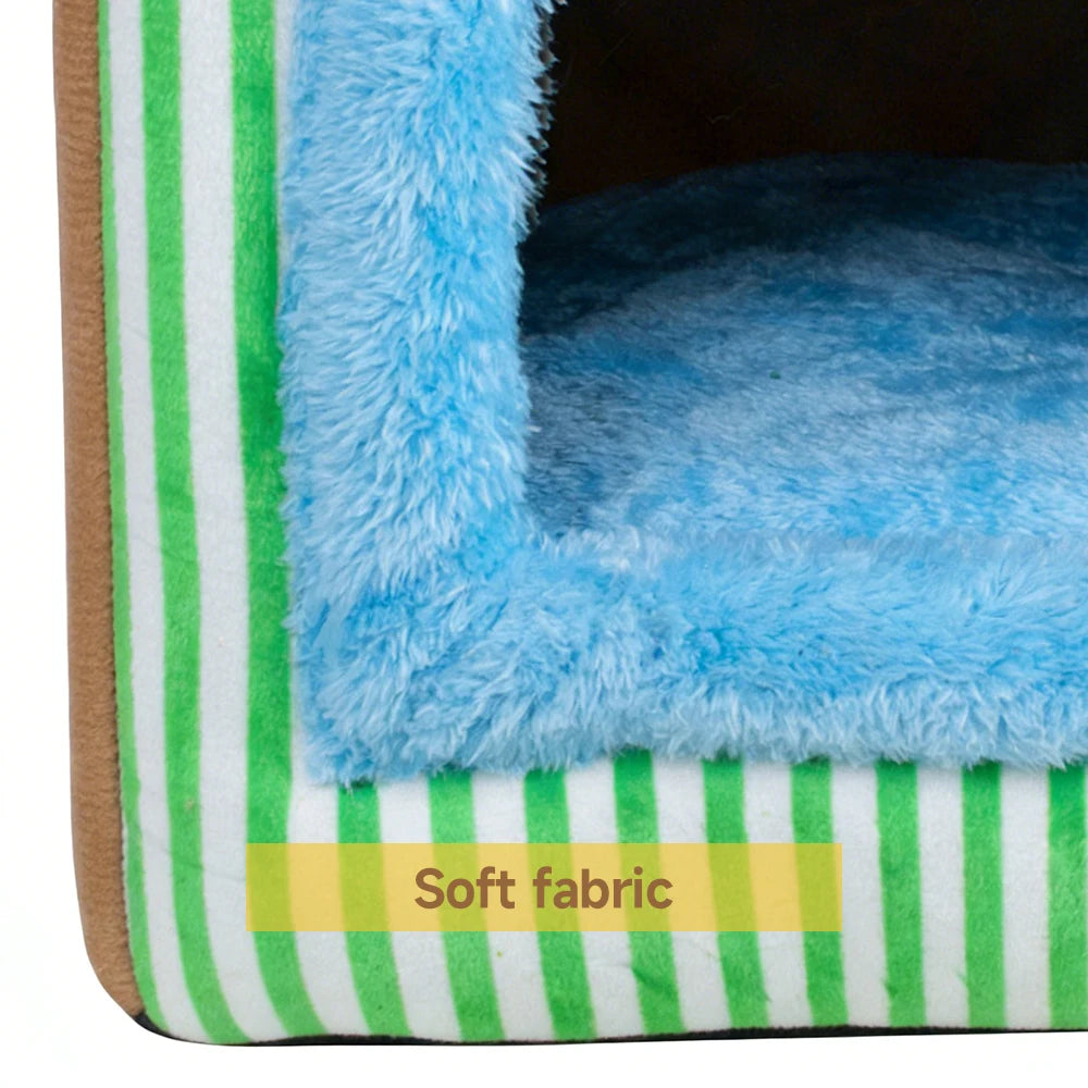 Portable Pet Cave Bed for Cats & Puppies – Cozy Foldable Sofa House with Removable Cushion