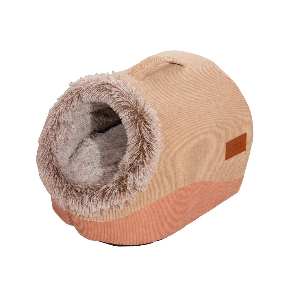 Soft Enclosed Pet House for Cats & Small Dogs – Warm Plush Cave Bed for Indoor Pets