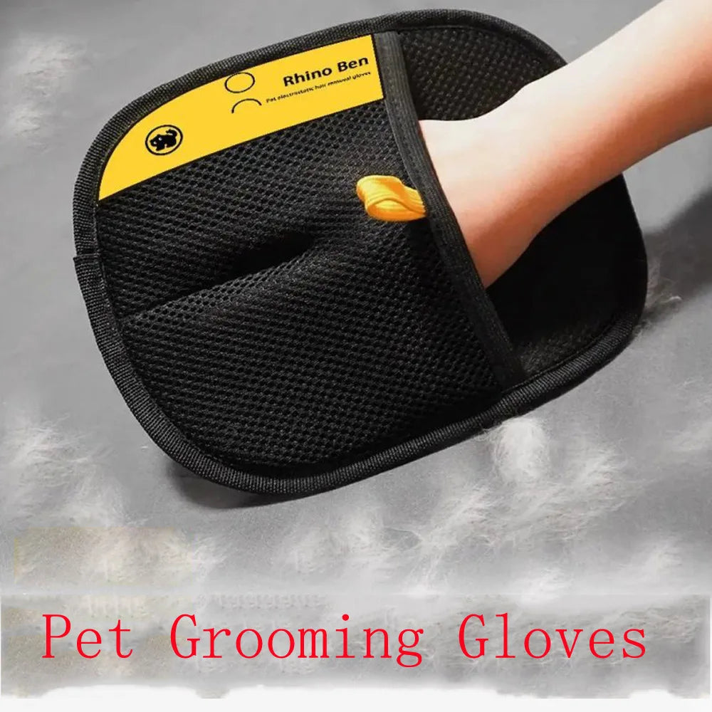 Pet Grooming Gloves – Hair Remover Brush for Dogs & Cats