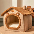 Portable Pet Cave Bed for Cats & Puppies – Cozy Foldable Sofa House with Removable Cushion