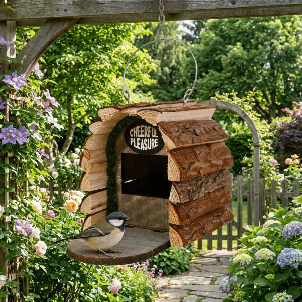Durable Wooden Bird House for Outdoors – Rustic Hanging Bird Feeder & Nesting Box for Wild Birds