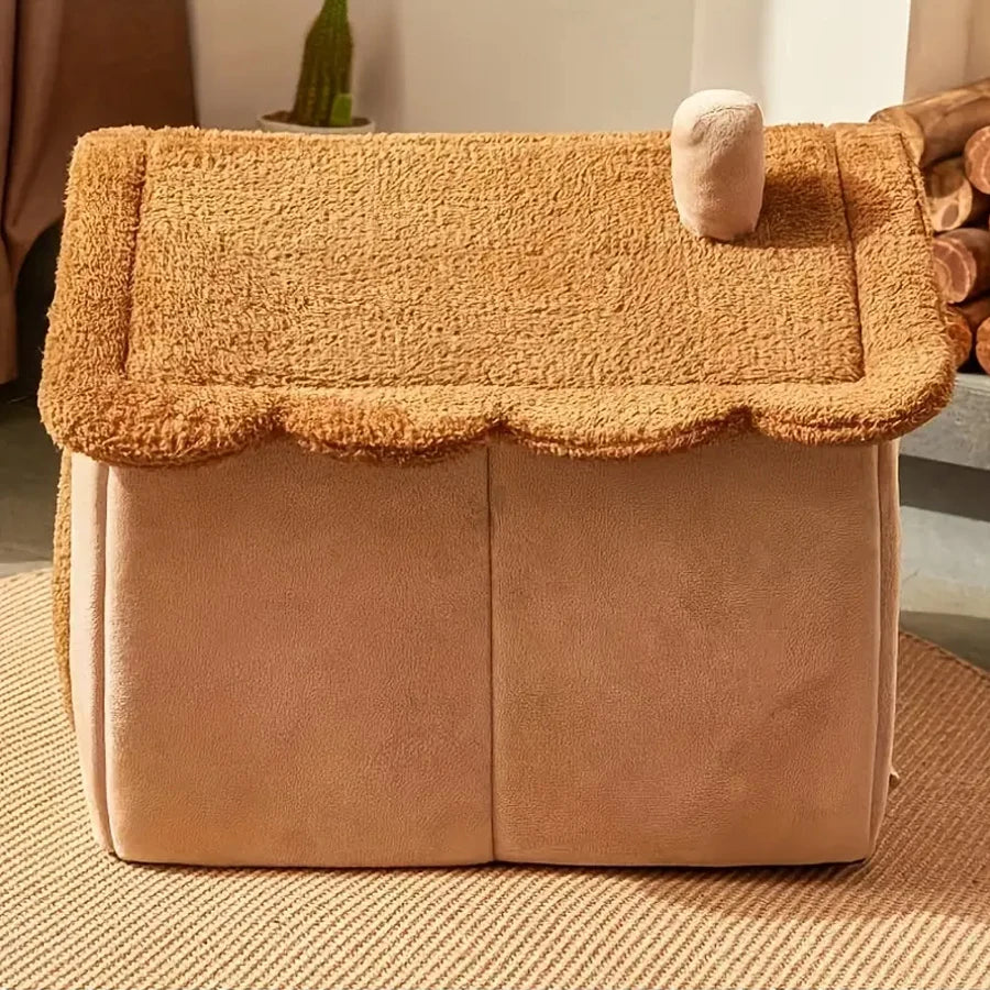 Portable Pet Cave Bed for Cats & Puppies – Cozy Foldable Sofa House with Removable Cushion