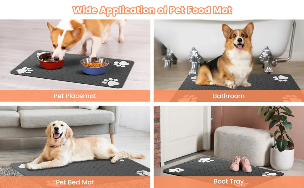 Quick-Dry Waterproof Pet Feeding Mat for Dogs & Cats
