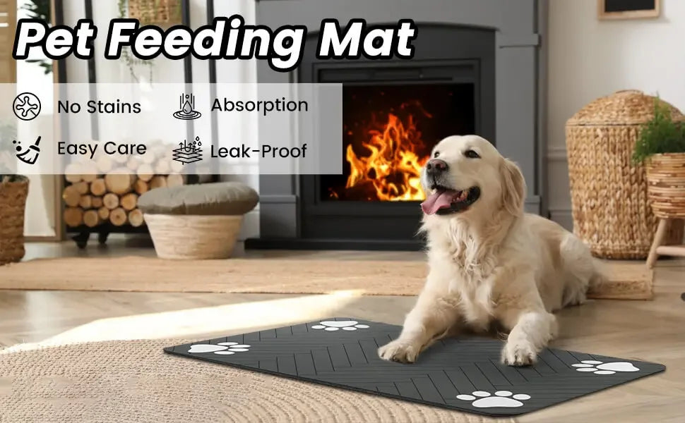 Quick-Dry Waterproof Pet Feeding Mat for Dogs & Cats