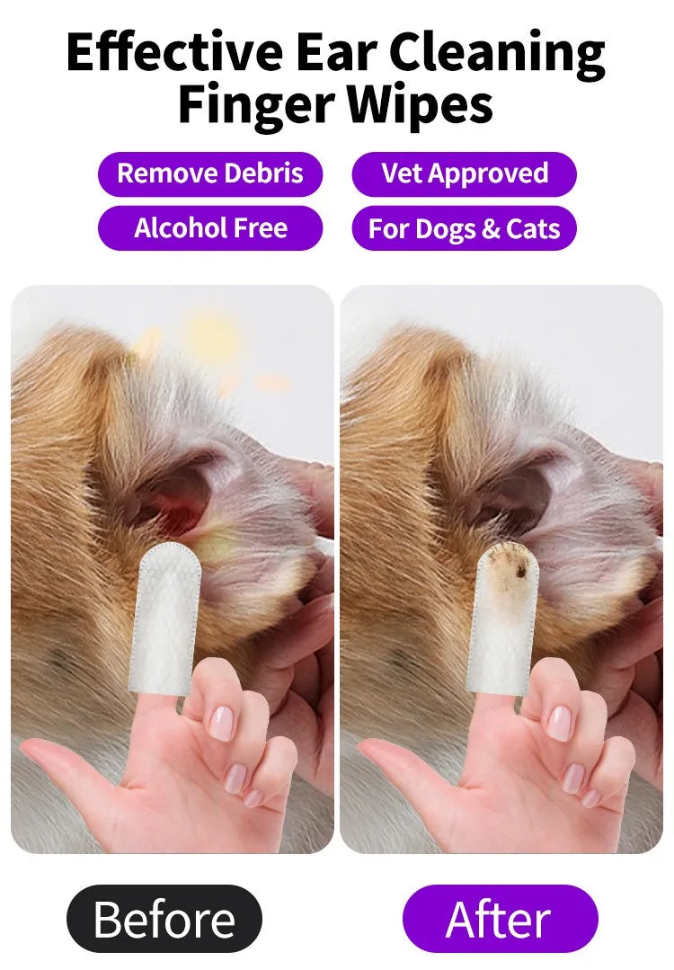 Gentle Ear Cleaning Wipes for Dogs & Cats